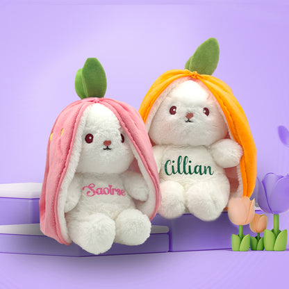 Reversible Plush Bunny Teddy Bear with a Carrot  Design